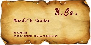 Mazák Cseke névjegykártya